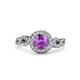 3 - Hana Signature Amethyst and Diamond Halo Engagement Ring 