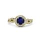 3 - Hana Signature Blue Sapphire and Diamond Halo Engagement Ring 