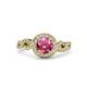 3 - Hana Signature Pink Tourmaline and Diamond Halo Engagement Ring 