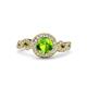3 - Hana Signature Peridot and Diamond Halo Engagement Ring 