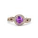 3 - Hana Signature Amethyst and Diamond Halo Engagement Ring 
