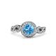 3 - Hana Signature Blue Topaz and Diamond Halo Engagement Ring 