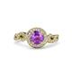 3 - Hana Signature Amethyst and Diamond Halo Engagement Ring 