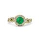 3 - Hana Signature Emerald and Diamond Halo Engagement Ring 