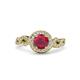 3 - Hana Signature Ruby and Diamond Halo Engagement Ring 