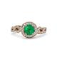 3 - Hana Signature Emerald and Diamond Halo Engagement Ring 