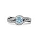 3 - Aimee Signature Aquamarine and Diamond Bypass Halo Engagement Ring 