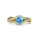 3 - Aimee Signature Blue Topaz and Diamond Bypass Halo Engagement Ring 