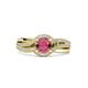 3 - Aimee Signature Rhodolite Garnet and Diamond Bypass Halo Engagement Ring 