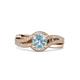 3 - Aimee Signature Aquamarine and Diamond Bypass Halo Engagement Ring 