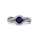 3 - Aimee Signature Blue Sapphire and Diamond Bypass Halo Engagement Ring 