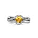3 - Aimee Signature Citrine and Diamond Bypass Halo Engagement Ring 