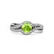 3 - Aimee Signature Peridot and Diamond Bypass Halo Engagement Ring 