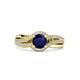 3 - Aimee Signature Blue Sapphire and Diamond Bypass Halo Engagement Ring 