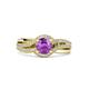 3 - Aimee Signature Amethyst and Diamond Bypass Halo Engagement Ring 