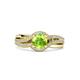 3 - Aimee Signature Peridot and Diamond Bypass Halo Engagement Ring 