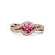 3 - Aimee Signature Pink Tourmaline and Diamond Bypass Halo Engagement Ring 