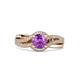 3 - Aimee Signature Amethyst and Diamond Bypass Halo Engagement Ring 