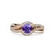 3 - Aimee Signature Iolite and Diamond Bypass Halo Engagement Ring 