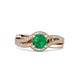 3 - Aimee Signature Emerald and Diamond Bypass Halo Engagement Ring 
