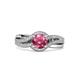 3 - Aimee Signature Pink Tourmaline and Diamond Bypass Halo Engagement Ring 