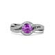 3 - Aimee Signature Amethyst and Diamond Bypass Halo Engagement Ring 