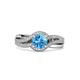 3 - Aimee Signature Blue Topaz and Diamond Bypass Halo Engagement Ring 