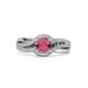 3 - Aimee Signature Rhodolite Garnet and Diamond Bypass Halo Engagement Ring 
