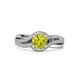 3 - Aimee Signature Yellow and White Diamond Bypass Halo Engagement Ring 