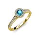 3 - Arael London Blue Topaz and Diamond Halo Engagement Ring 