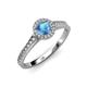 3 - Arael Blue Topaz and Diamond Halo Engagement Ring 