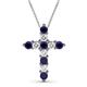 1 - Abella Blue Sapphire and Diamond Cross Pendant 