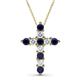 1 - Abella Blue Sapphire and Diamond Cross Pendant 