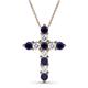 1 - Abella Blue Sapphire and Diamond Cross Pendant 