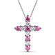1 - Abella Pink Sapphire and Diamond Cross Pendant 