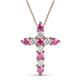 1 - Abella Pink Sapphire and Diamond Cross Pendant 