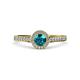 4 - Arael London Blue Topaz and Diamond Halo Engagement Ring 