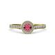 4 - Arael Rhodolite Garnet and Diamond Halo Engagement Ring 