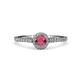 4 - Cyra Rhodolite Garnet and Diamond Halo Engagement Ring  