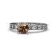 1 - Niah Classic 6.50 mm Round Smoky Quartz Solitaire Engagement Ring 