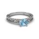 4 - Florie Classic 6.50 mm Round Aquamarine Solitaire Engagement Ring 