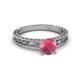 4 - Florie Classic 6.50 mm Round Rhodolite Garnet Solitaire Engagement Ring 