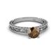 4 - Florie Classic 6.50 mm Round Smoky Quartz Solitaire Engagement Ring 