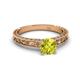 4 - Florie Classic 6.50 mm Round Yellow Diamond Solitaire Engagement Ring 