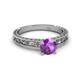 4 - Florie Classic 6.50 mm Round Amethyst Solitaire Engagement Ring 
