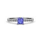 4 - Amra Princess Cut Tanzanite and Diamond Engagement Ring 