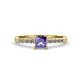 4 - Amra Princess Cut Iolite and Diamond Engagement Ring 