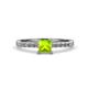 4 - Amra Princess Cut Peridot and Diamond Engagement Ring 
