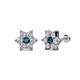1 - Amora Blue and White Diamond Flower Earrings 