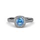 4 - Hain Blue Topaz and Diamond Halo Engagement Ring 